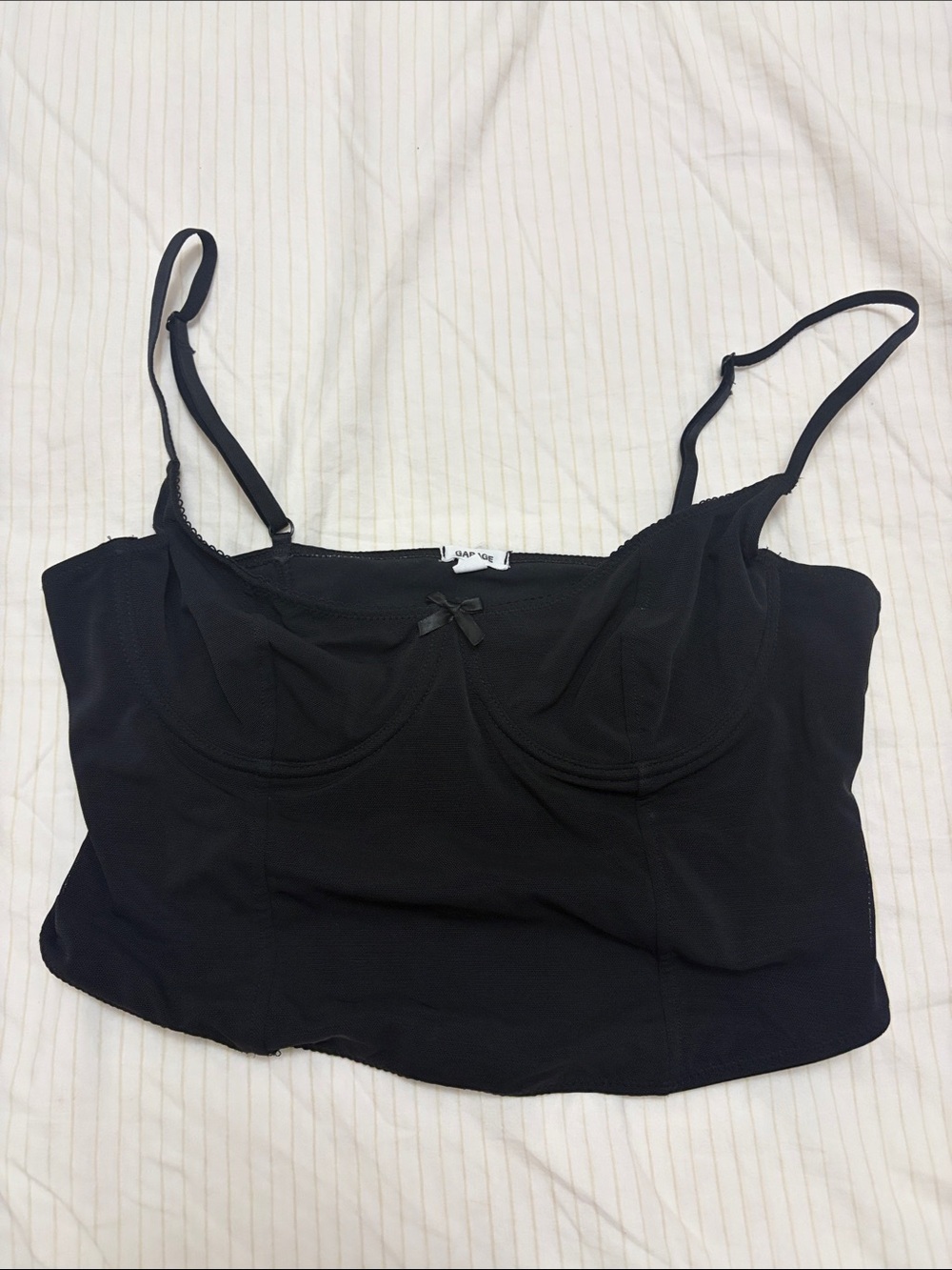 Garage Black Lace-Trim Bustier Cami - going out top